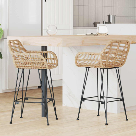 Bárszék 2 pcs 55 x 52 x 92 cm Rattan és Vas