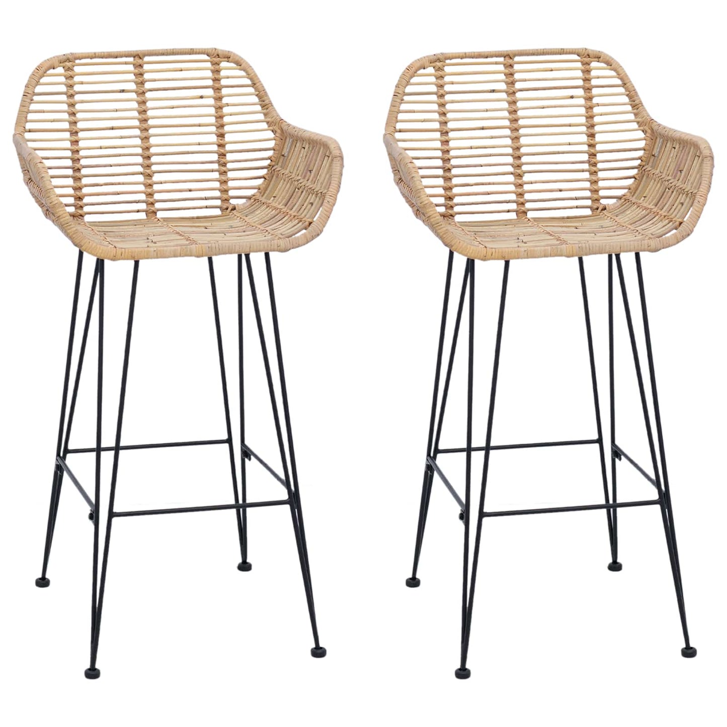 Bárszék 2 pcs 55 x 52 x 92 cm Rattan és Vas