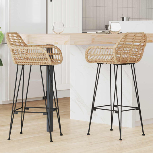 Bárszék 2 pcs 55 x 52 x 105 cm Rattan és Vas