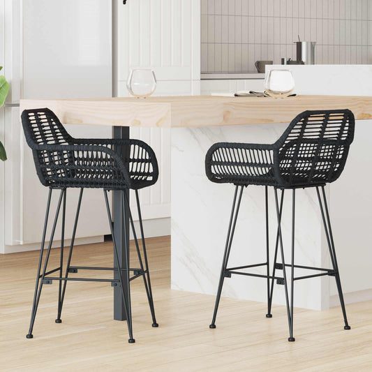 Bárszék 2 pcs 55 x 52 x 92 cm Rattan és Vas