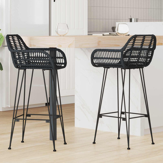 Bárszék 2 pcs 55 x 52 x 105 cm Rattan és Vas