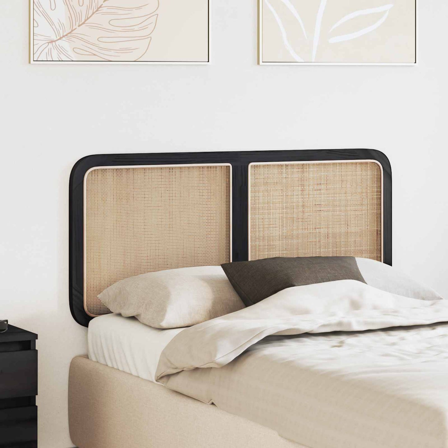 Fejtámla fejtámlával Fekete 120 x 55 x 3 cm Rattan