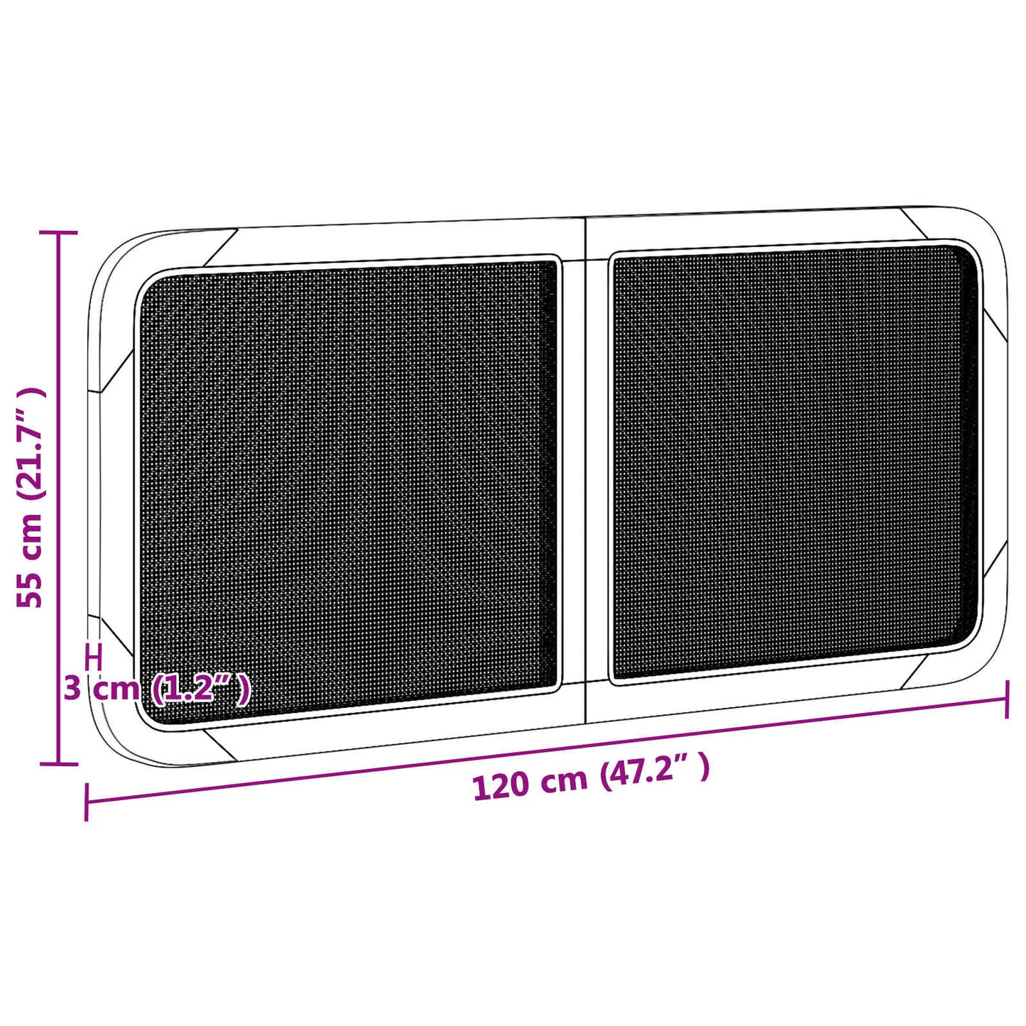 Fejtámla fejtámlával Fekete 120 x 55 x 3 cm Rattan