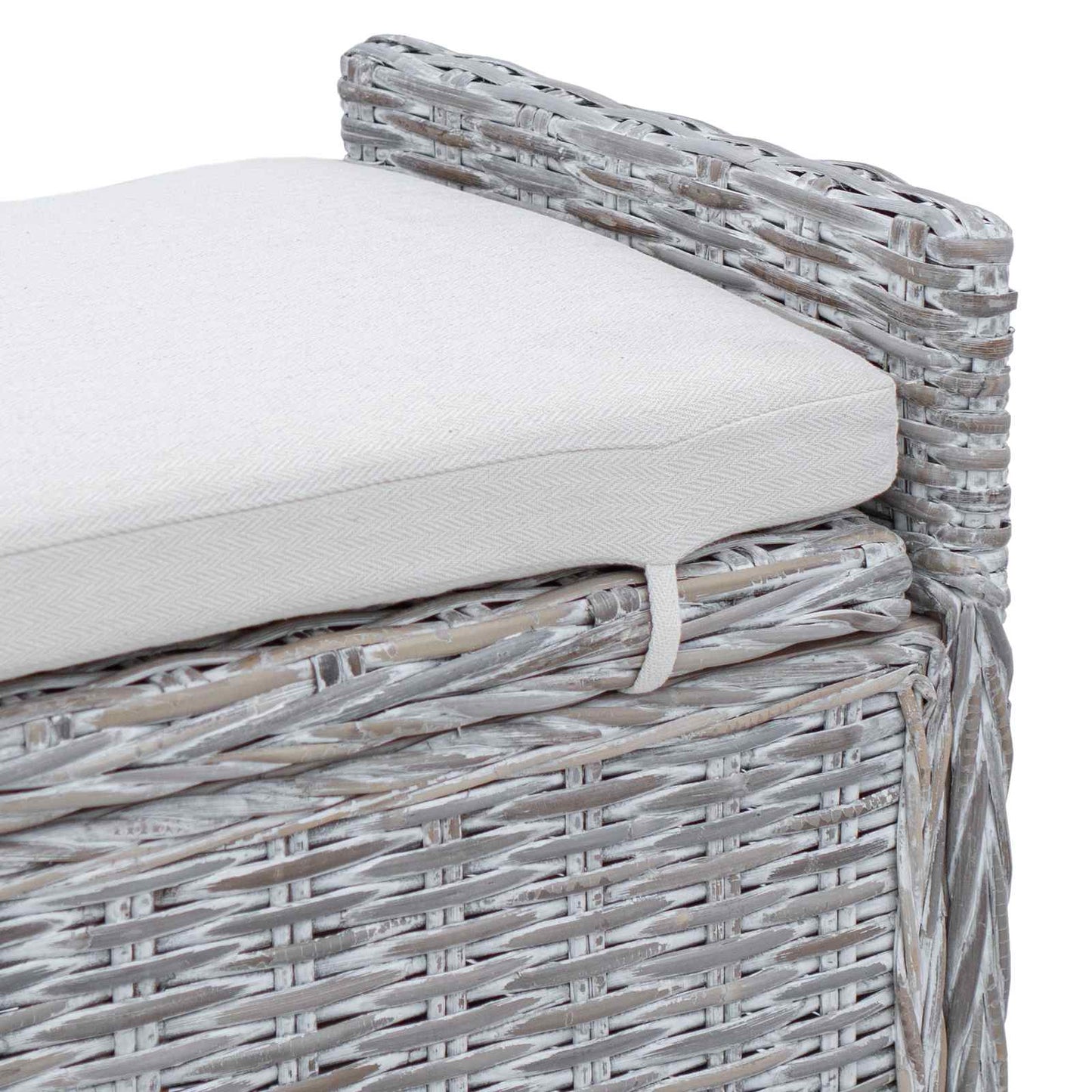 Tárolópad párnával Fehér Mosás 110 x 40 x 50 cm Rattan