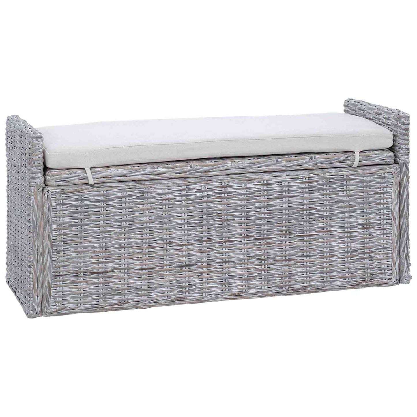 Tárolópad párnával Fehér Mosás 110 x 40 x 50 cm Rattan