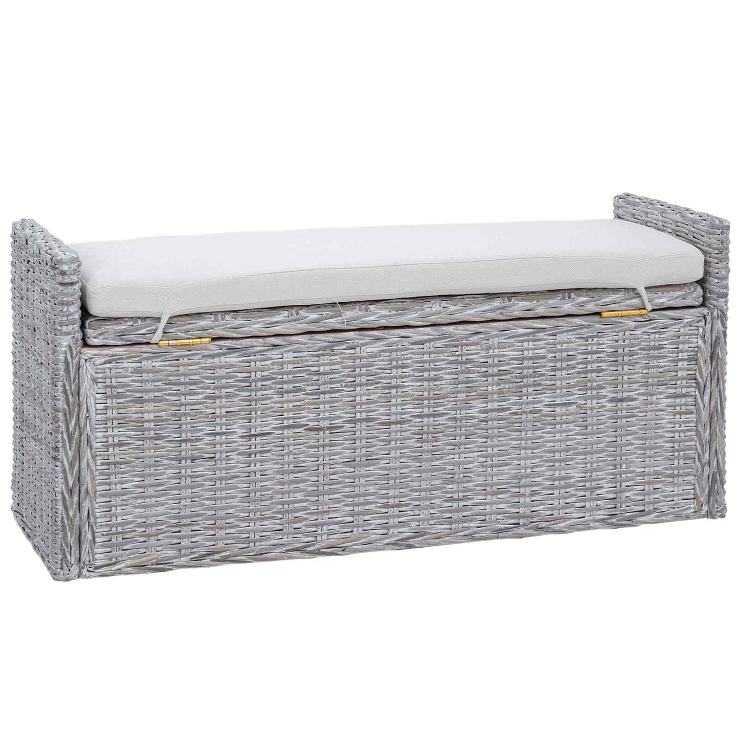 Tárolópad párnával Fehér Mosás 110 x 40 x 50 cm Rattan