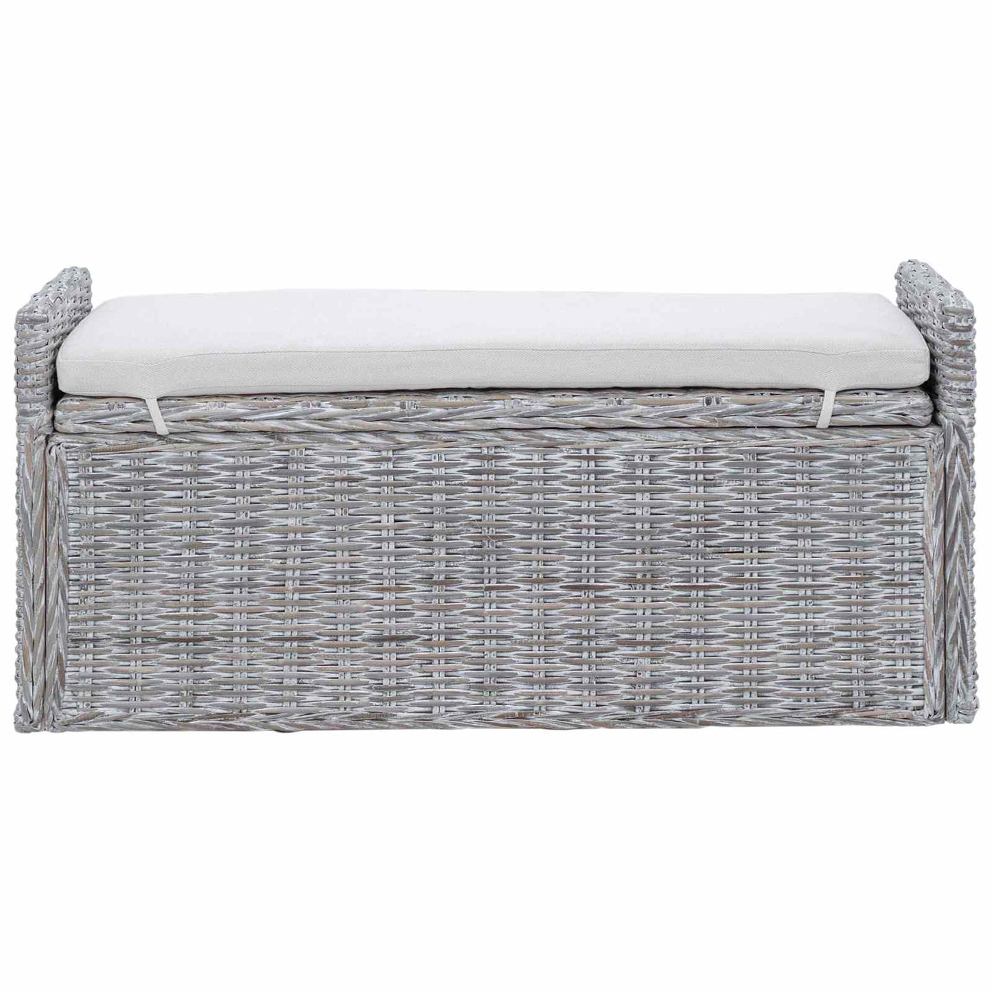 Tárolópad párnával Fehér Mosás 110 x 40 x 50 cm Rattan