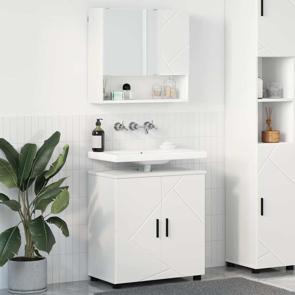 Fürdőszoba bútor szett tárolóval 2 pcs Fehér Faanyag & Fém