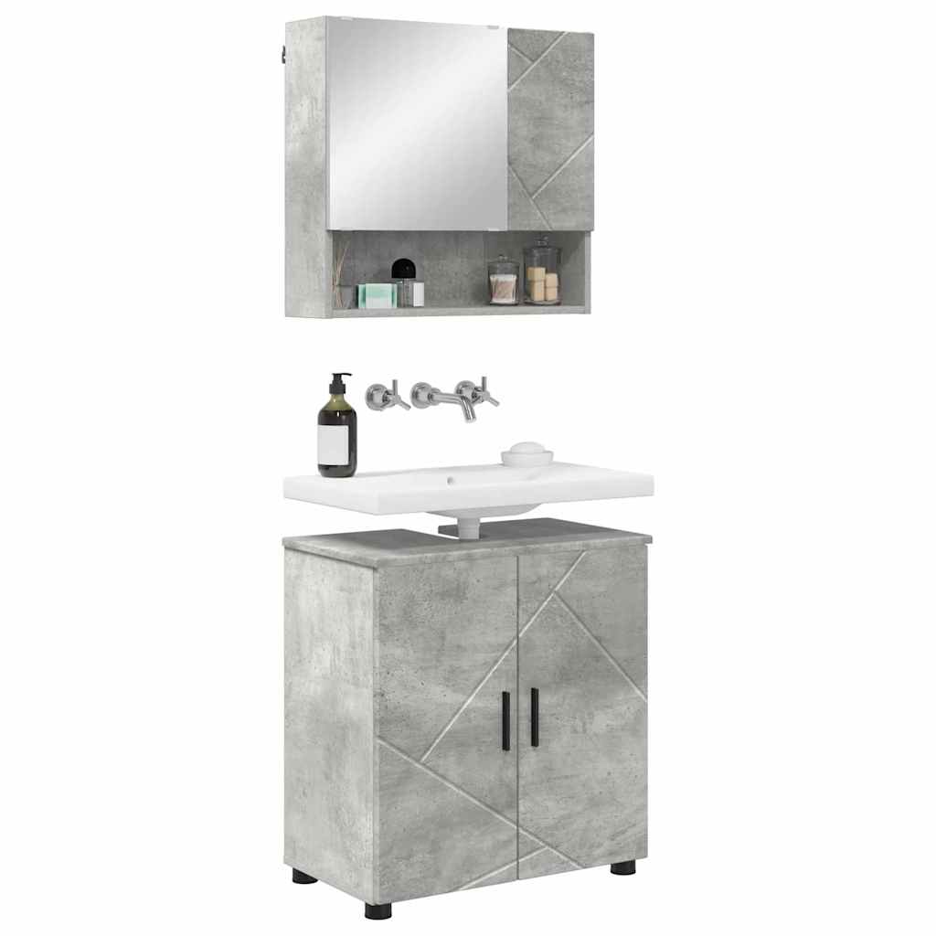Fürdőszoba bútor szett 2 db Beton Szürke 61 x 35 x 64 cm