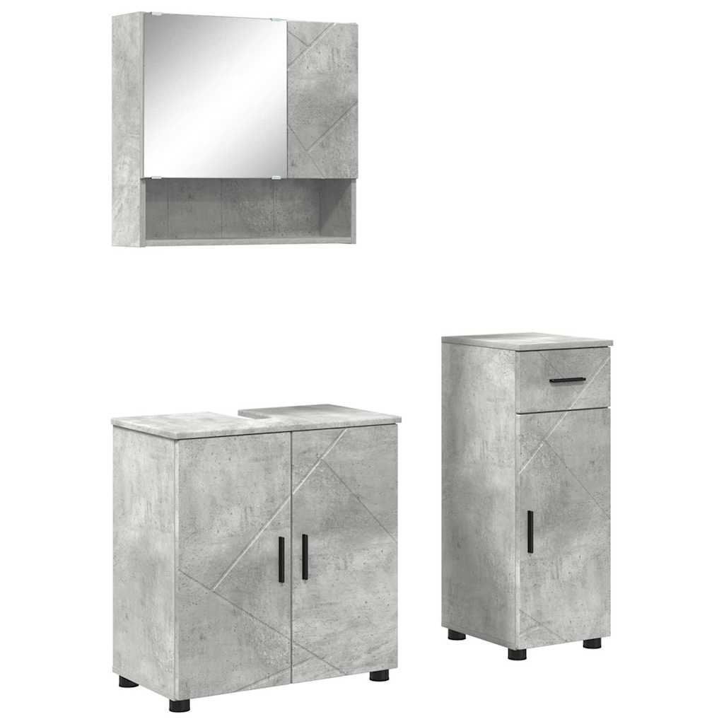 Fürdőszoba bútor szett 3 db Beton Szürke 61 x 35 x 64 cm