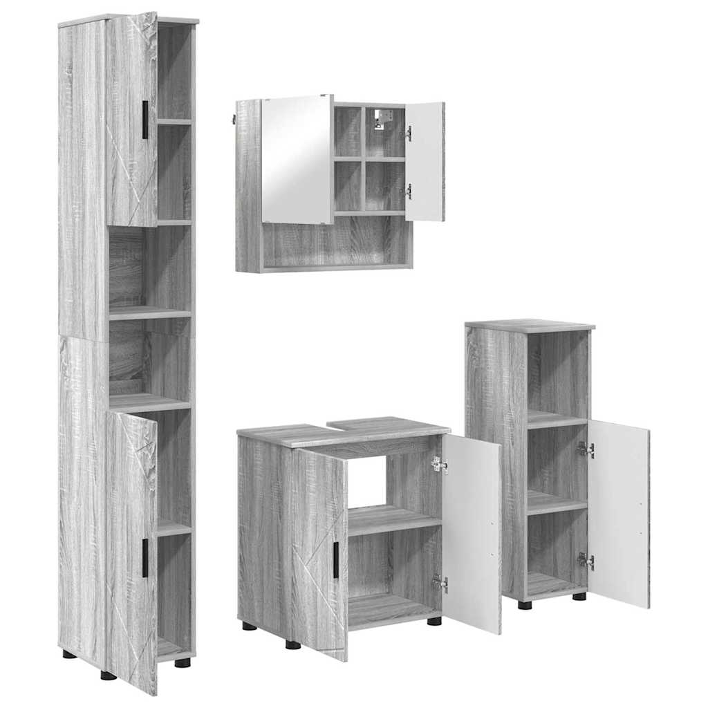 Fürdőszoba bútor szett 4 db Szürke Sonoma 61 x 35 x 64 cm