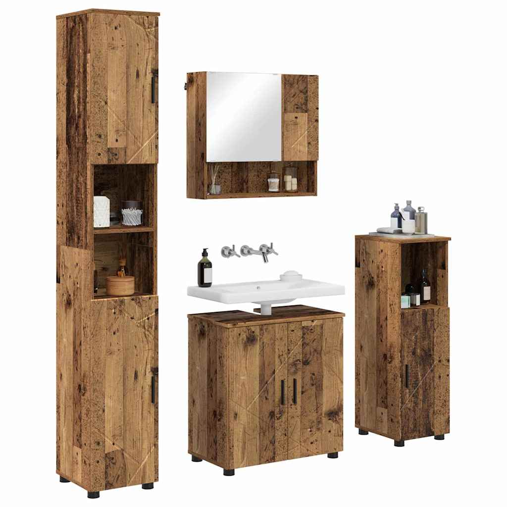 Fürdőszoba bútor szett 4 db Öreg fa 61 x 35 x 64 cm