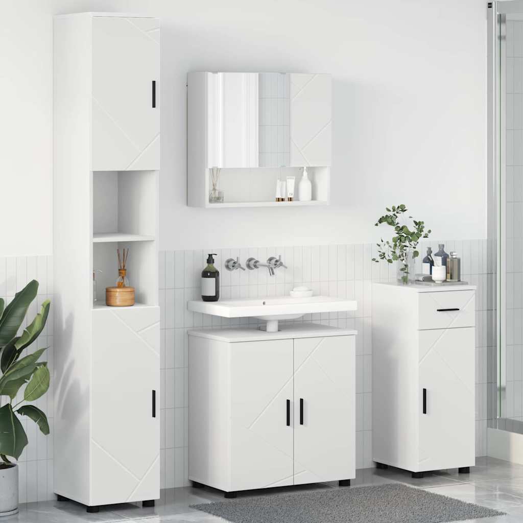 Fürdőszoba bútor szett fiókkal 4 pcs Fehér Faanyag & Fém
