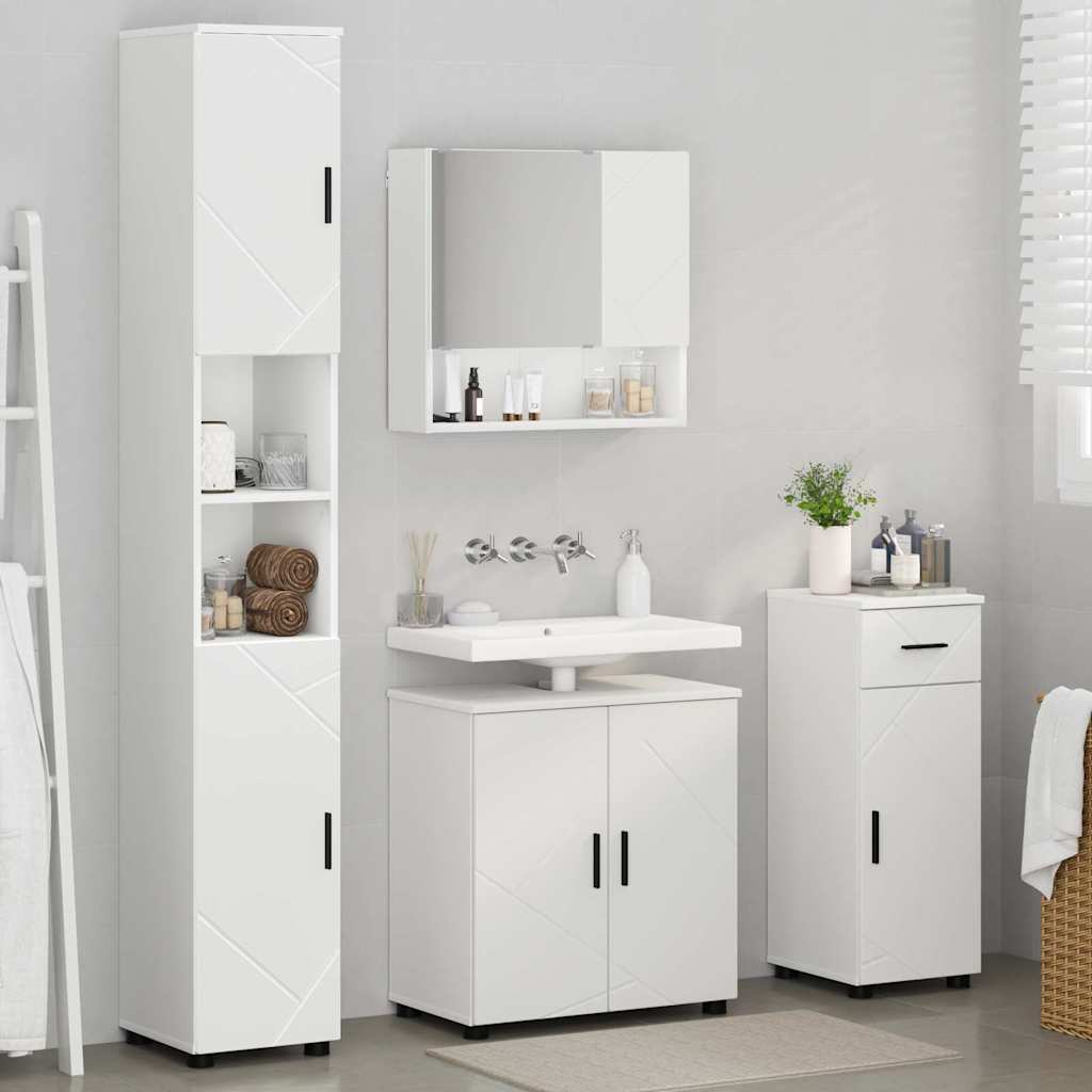 Fürdőszoba bútor szett fiókkal 4 pcs Fehér Faanyag & Fém
