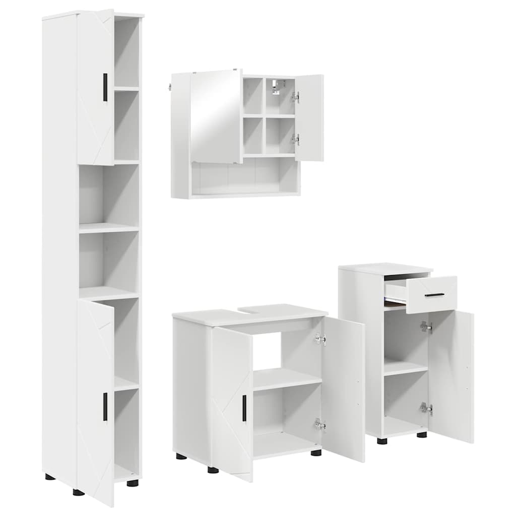 Fürdőszoba bútor szett fiókkal 4 pcs Fehér Faanyag & Fém