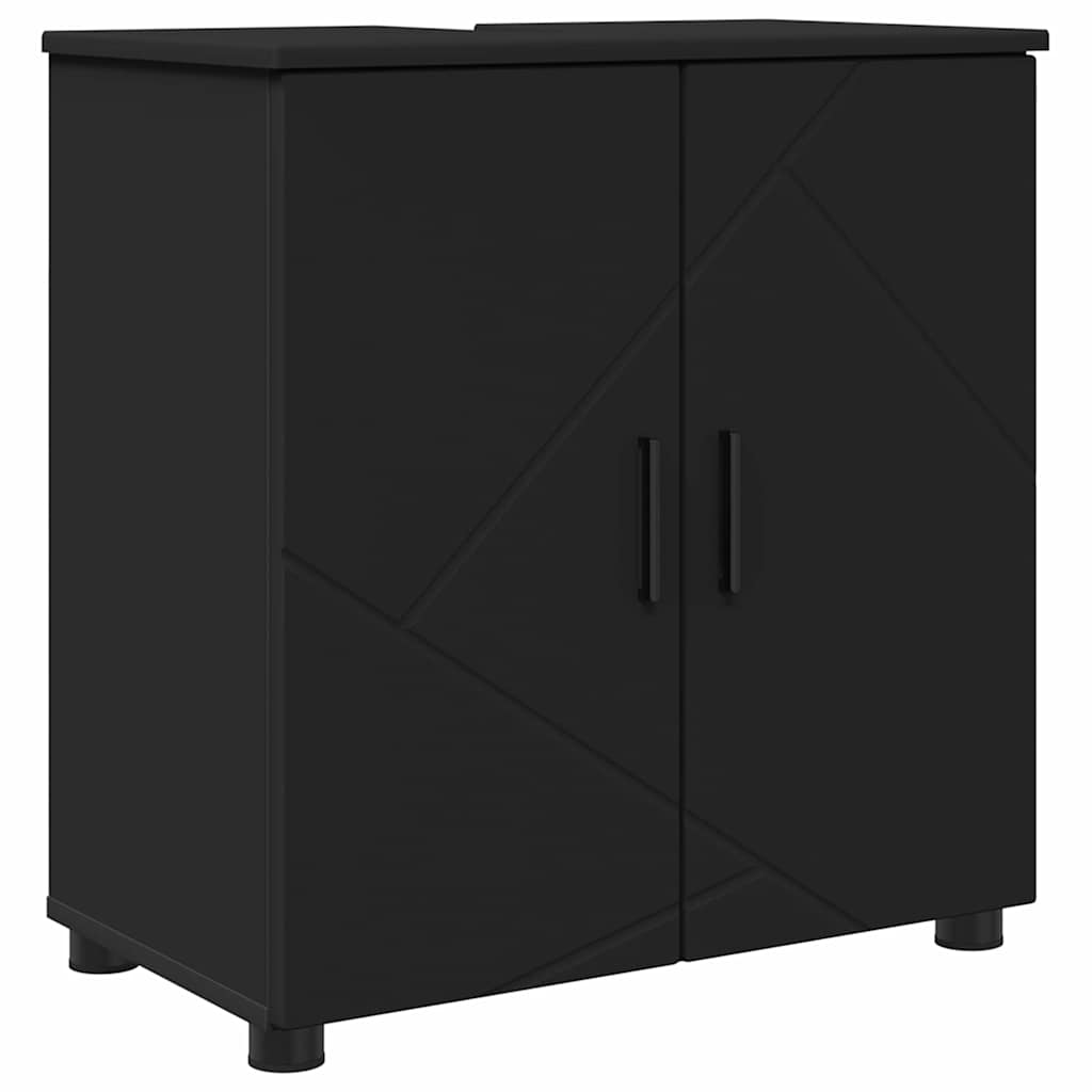 Fürdőszoba bútor szett fiókkal 4 pcs Fekete Faanyag & Fém