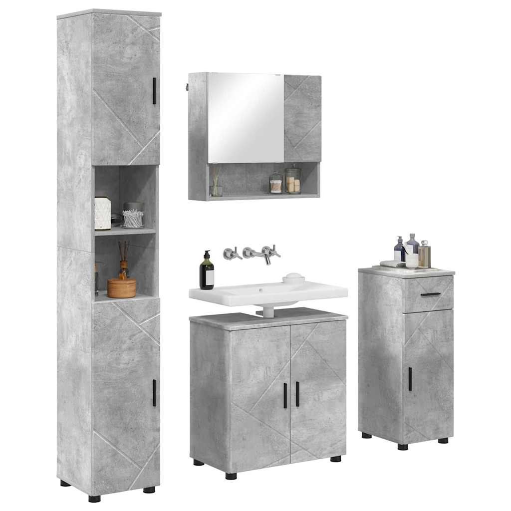 Fürdőszoba bútor szett fiókkal 4 pcs Beton Szürke Faanyag & Fém