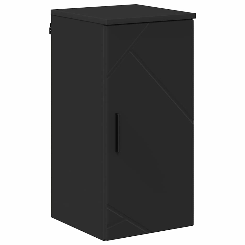 Fürdőszoba bútor szett tárolóval 5 pcs Fekete Faanyag & Fém