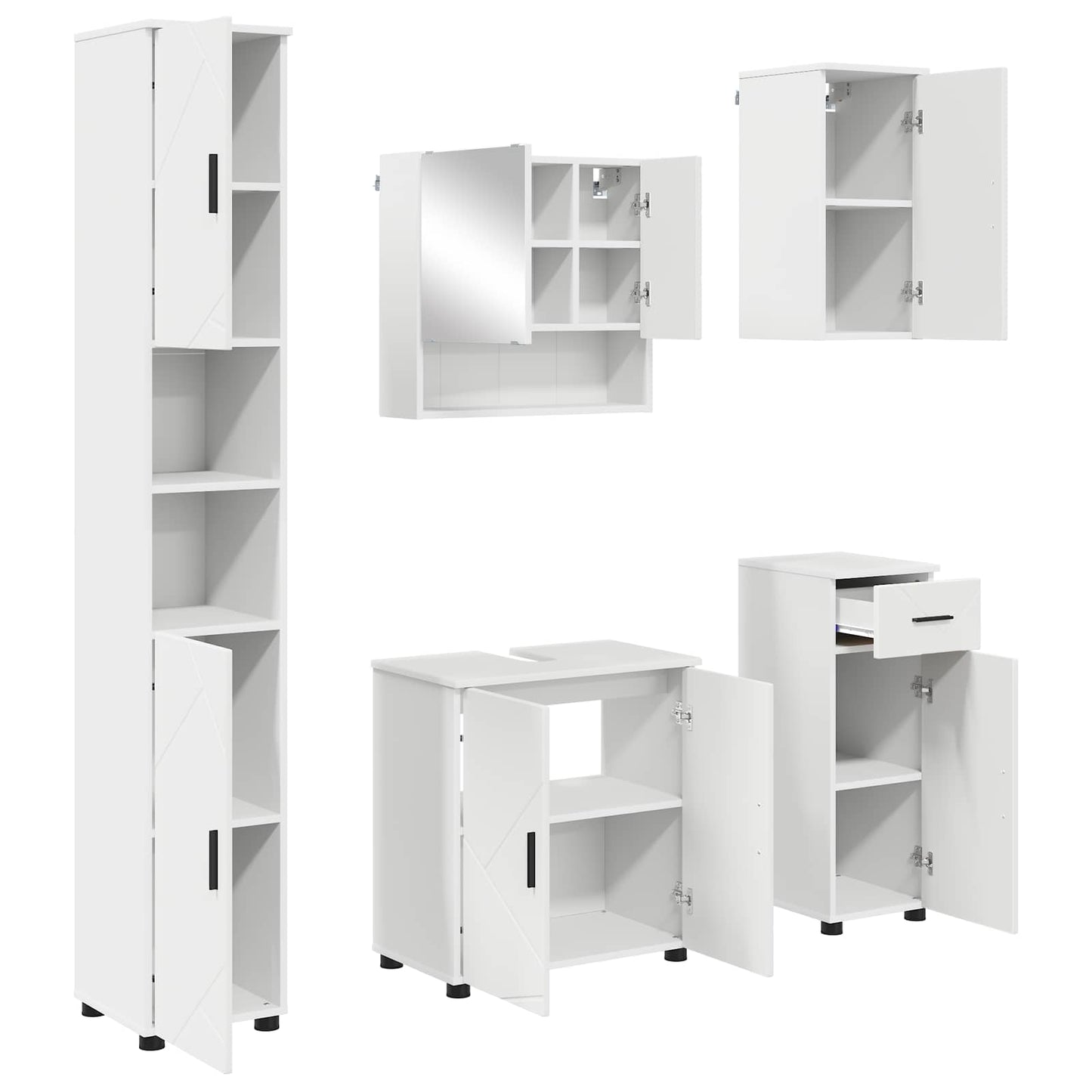 Fürdőszoba bútor szett fiókkal 5 pcs Fehér Faanyag & Fém