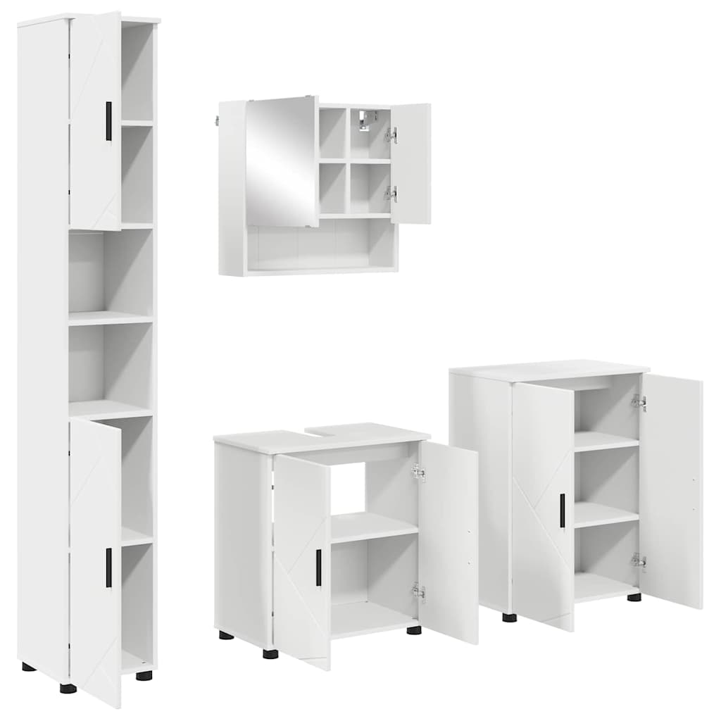 Fürdőszoba bútor szett tárolóval 4 pcs Fehér Faanyag & Fém
