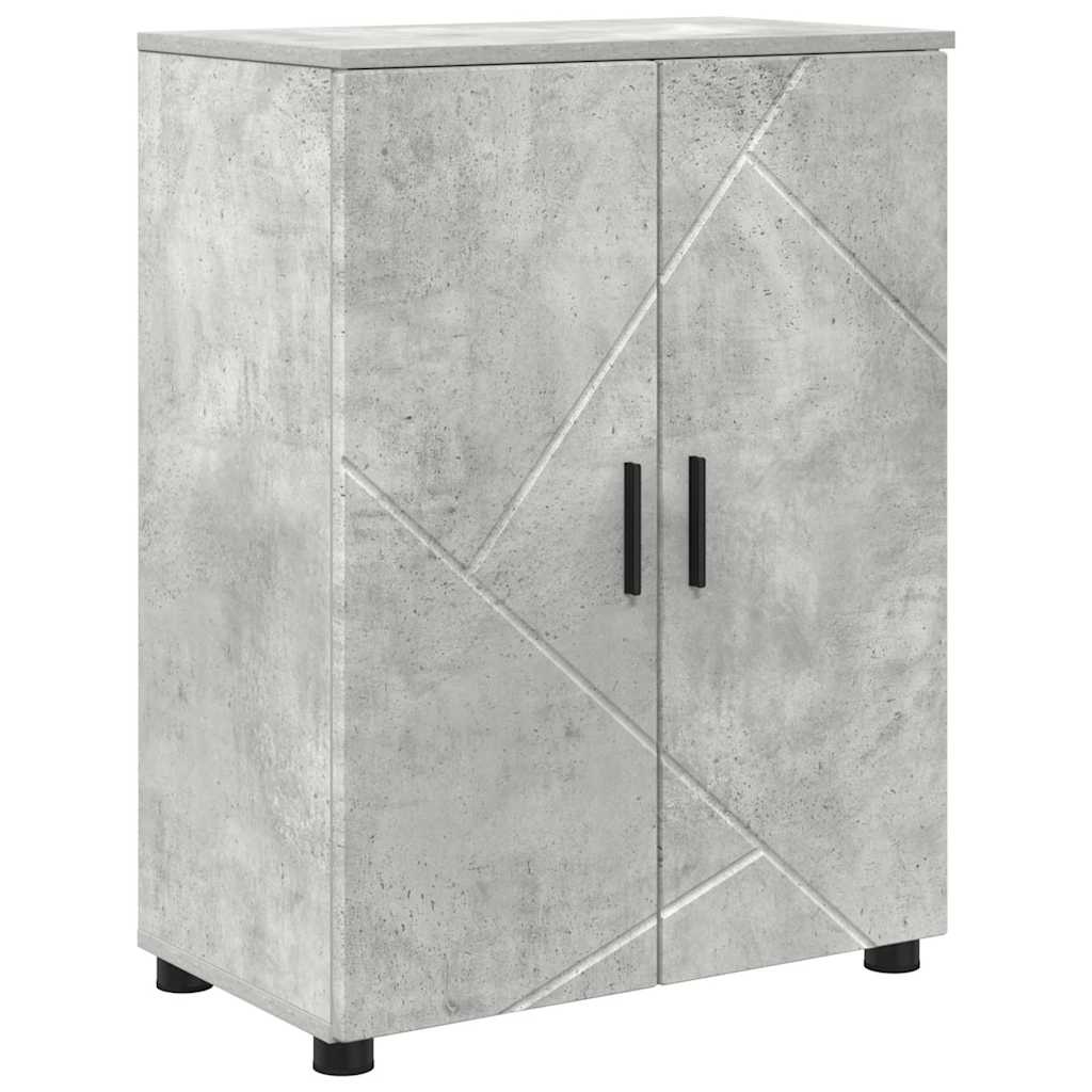 Fürdőszoba bútor szett ajtóval 4 pcs Beton Szürke Faanyag & Fém