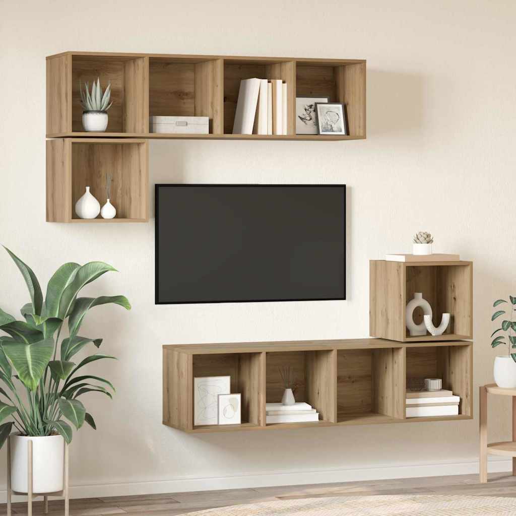 TV szekrény garnitúra 4 db Artisan tölgy Szerelt Fa