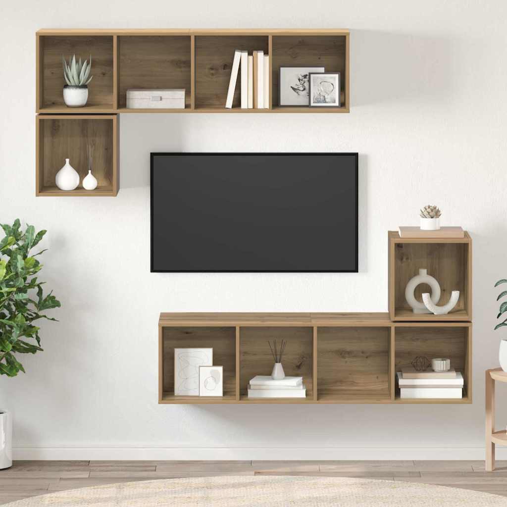 TV szekrény garnitúra 4 db Artisan tölgy Szerelt Fa