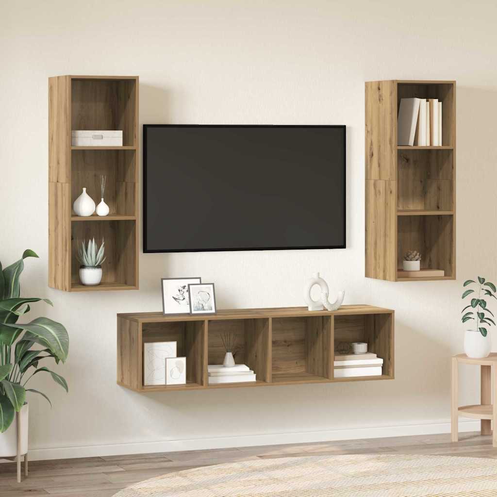 TV szekrény garnitúra 3 db Artisan tölgy Szerelt Fa