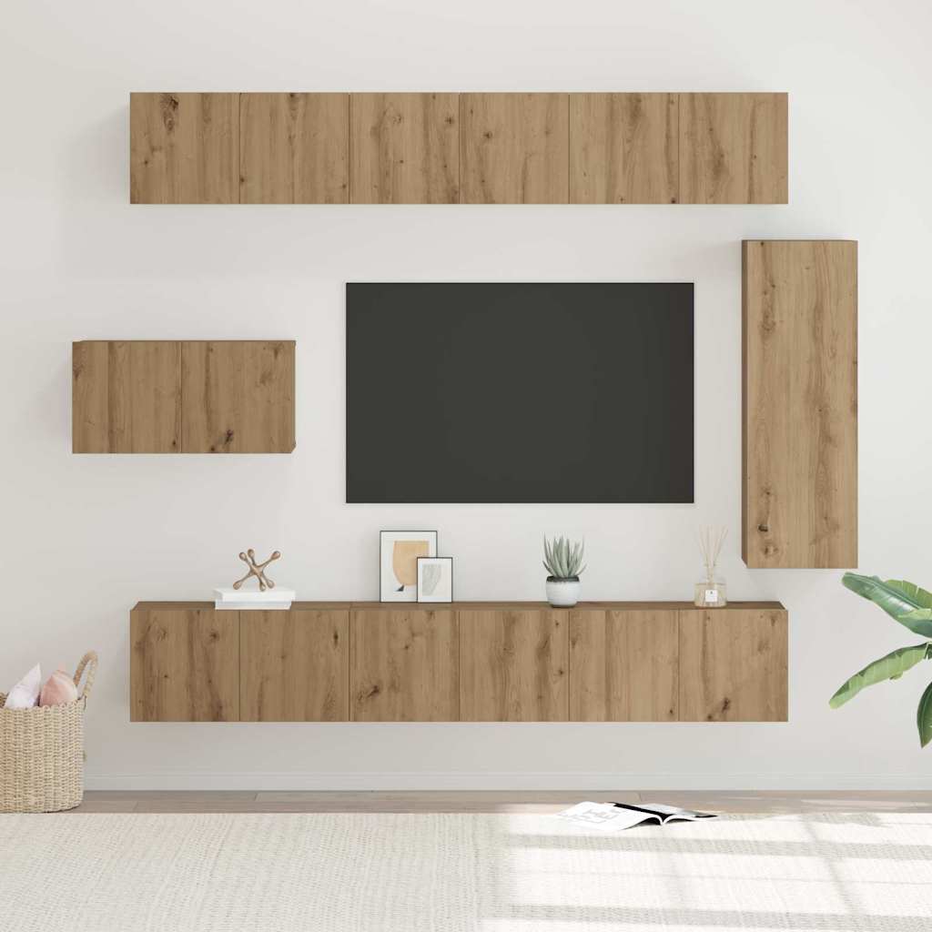 TV szekrény garnitúra 8 db Artisan tölgy Szerelt Fa