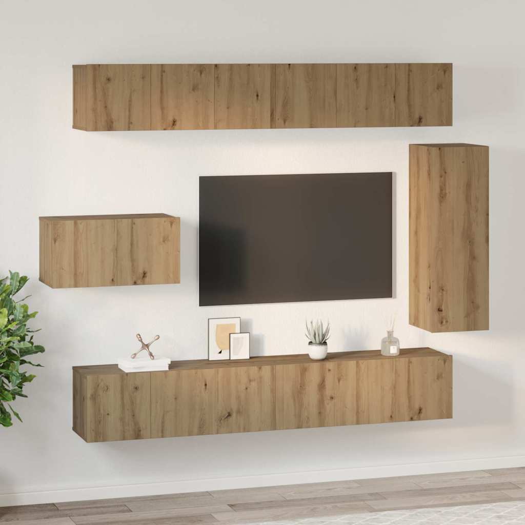 TV szekrény garnitúra 8 db Artisan tölgy Szerelt Fa