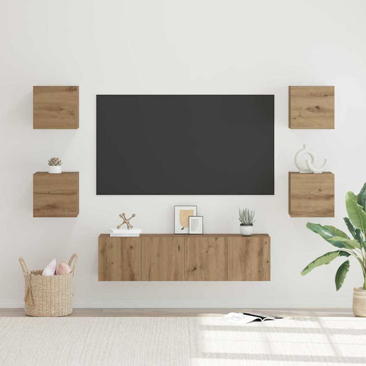 TV szekrény garnitúra 6 pcs Artisan tölgy Faanyag