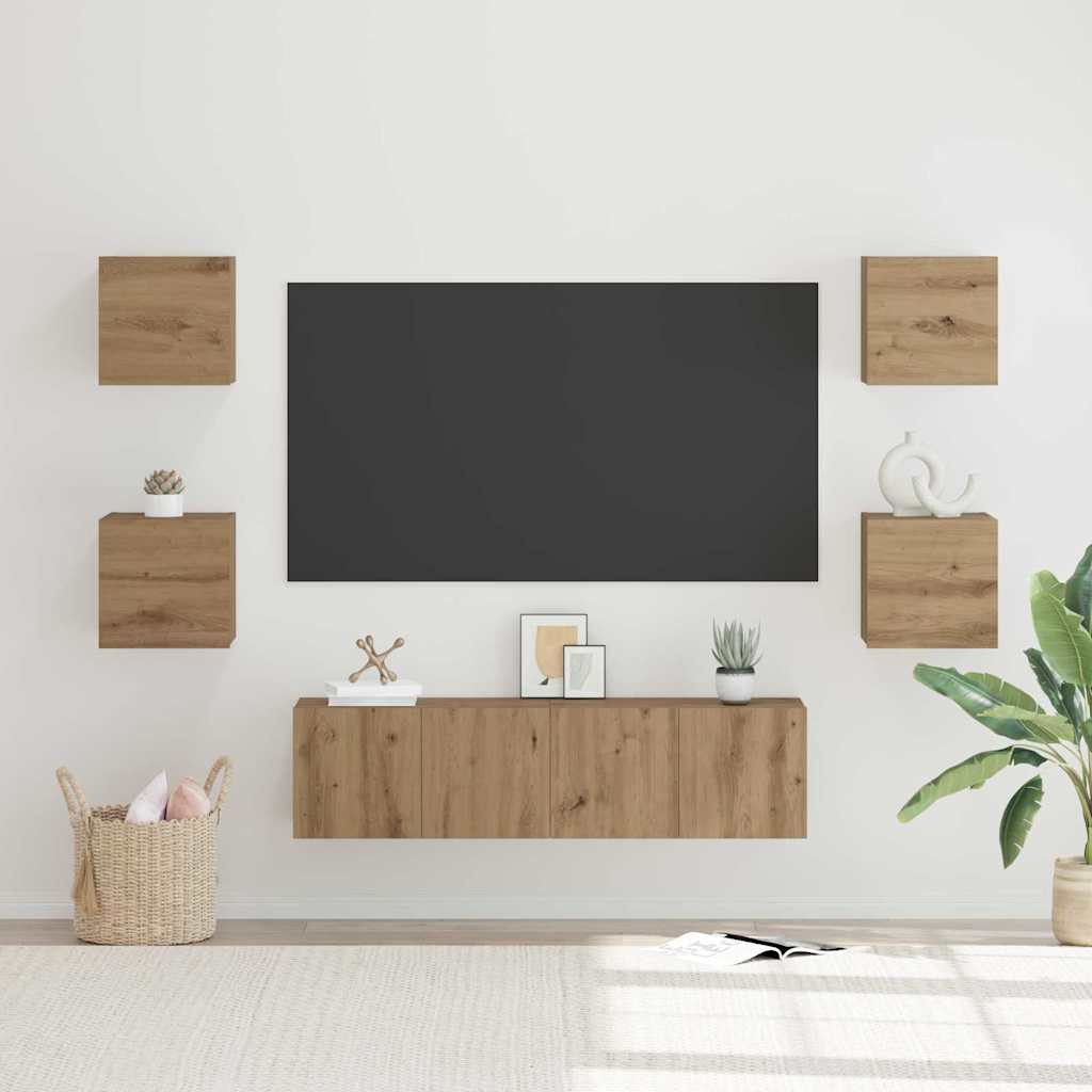 TV szekrény garnitúra 6 pcs Artisan tölgy Szerelt Fa