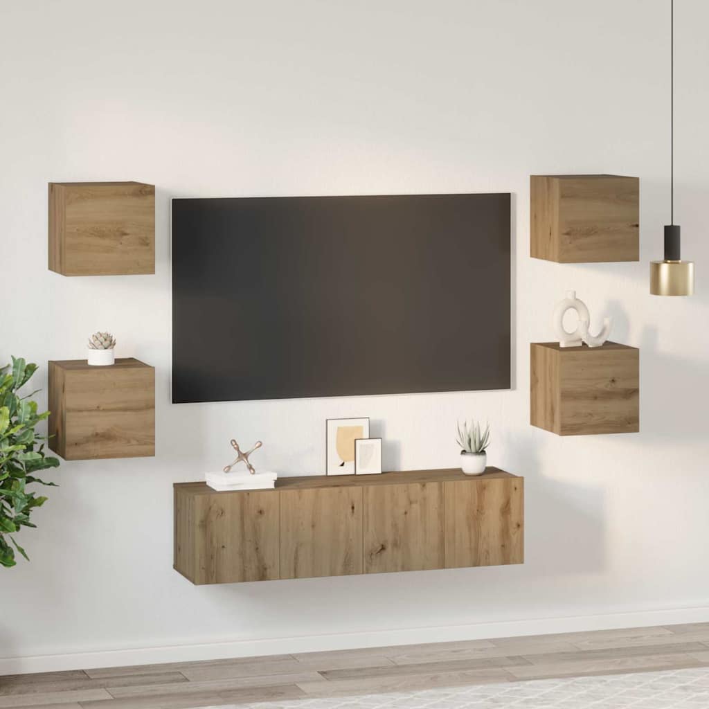 TV szekrény garnitúra 6 pcs Artisan tölgy Szerelt Fa