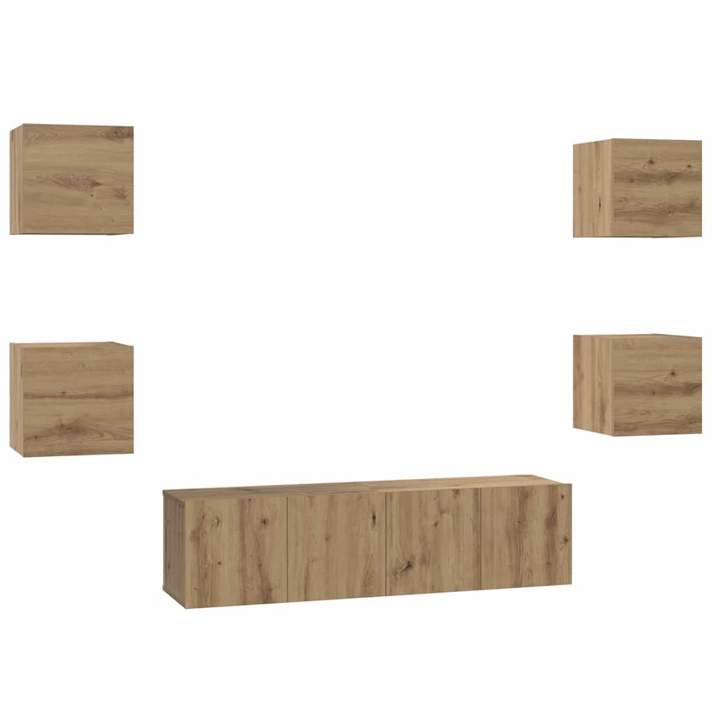 TV szekrény garnitúra 6 pcs Artisan tölgy Szerelt Fa