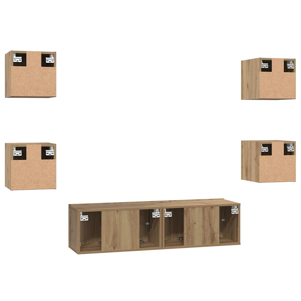 TV szekrény garnitúra 6 pcs Artisan tölgy Szerelt Fa