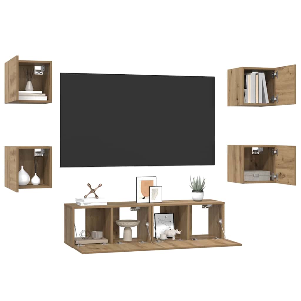 TV szekrény garnitúra 6 pcs Artisan tölgy Szerelt Fa