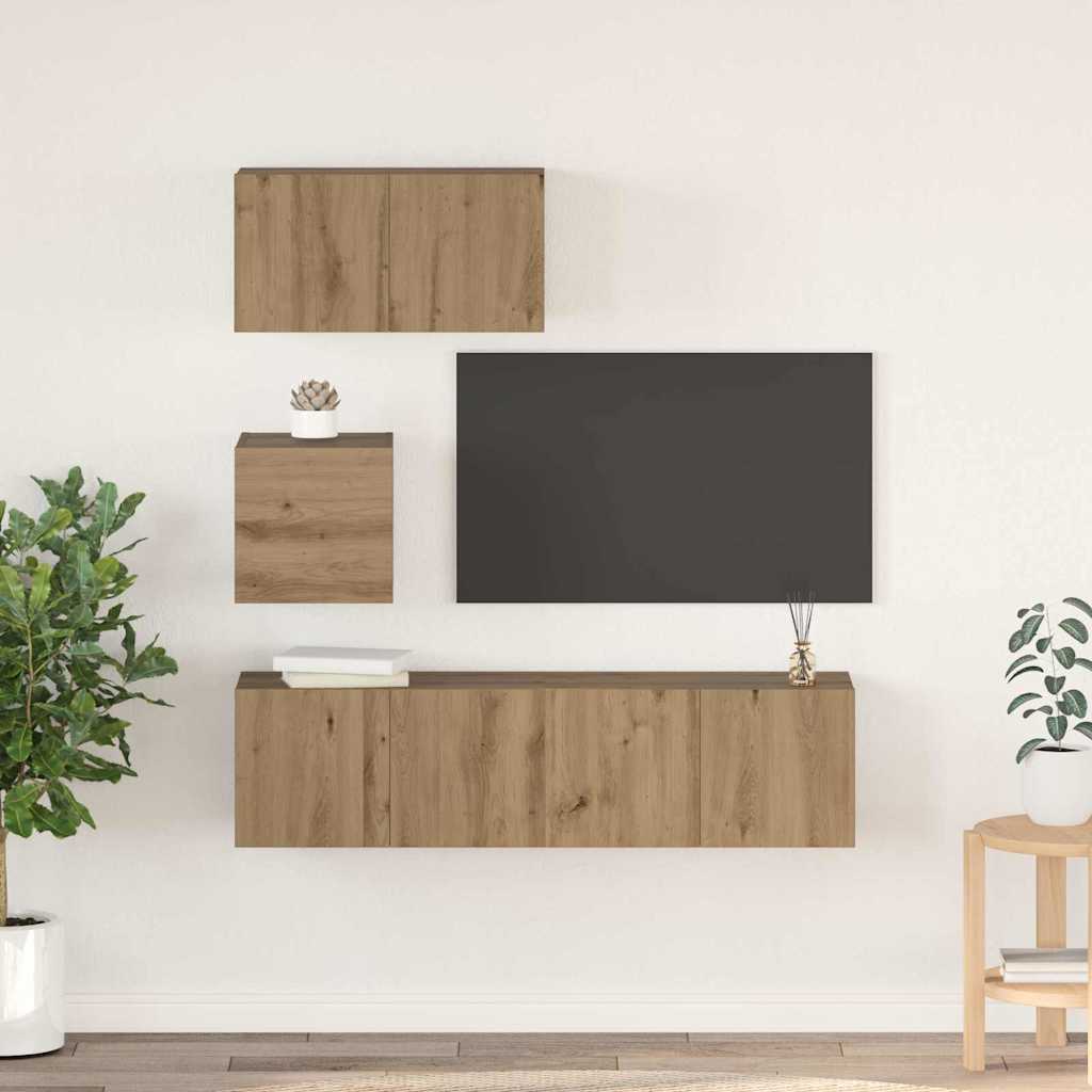TV szekrény garnitúra 4 db Artisan tölgy Szerelt Fa