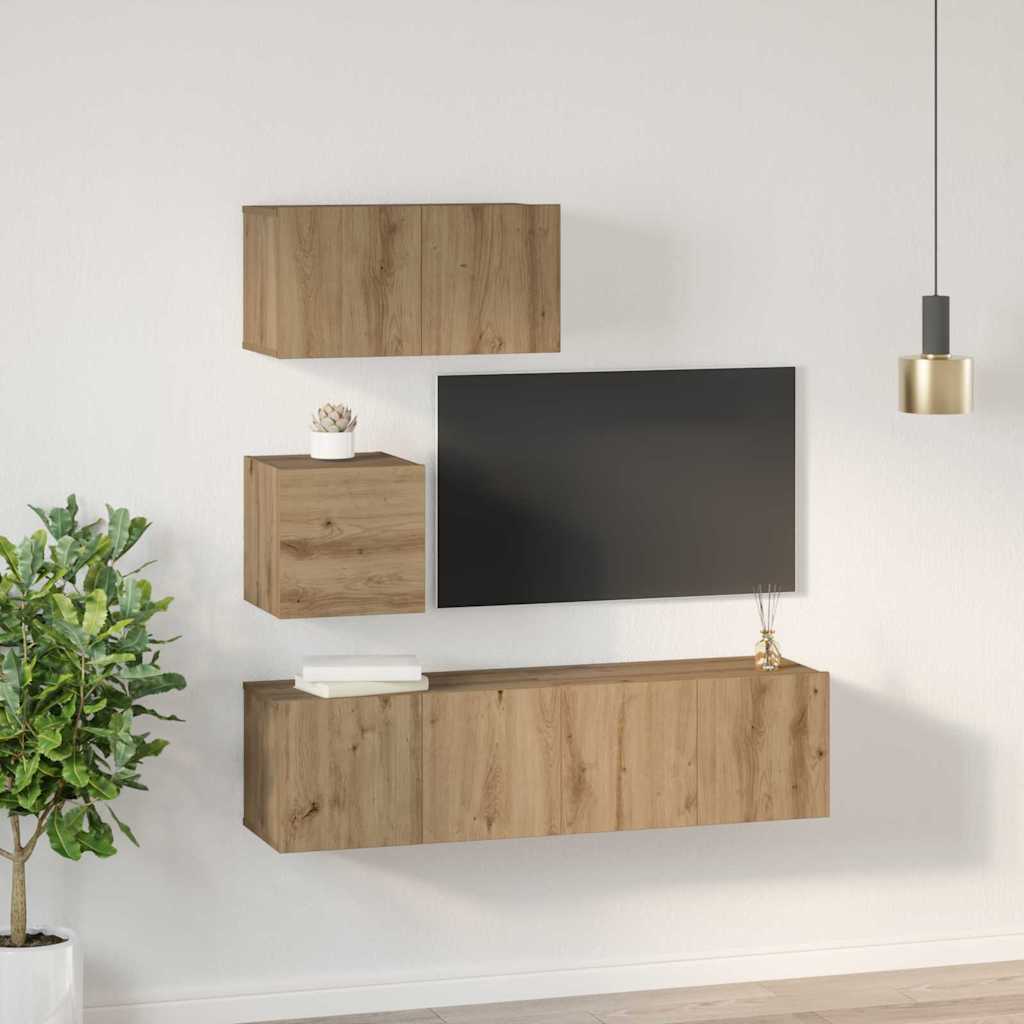 TV szekrény garnitúra 4 db Artisan tölgy Szerelt Fa