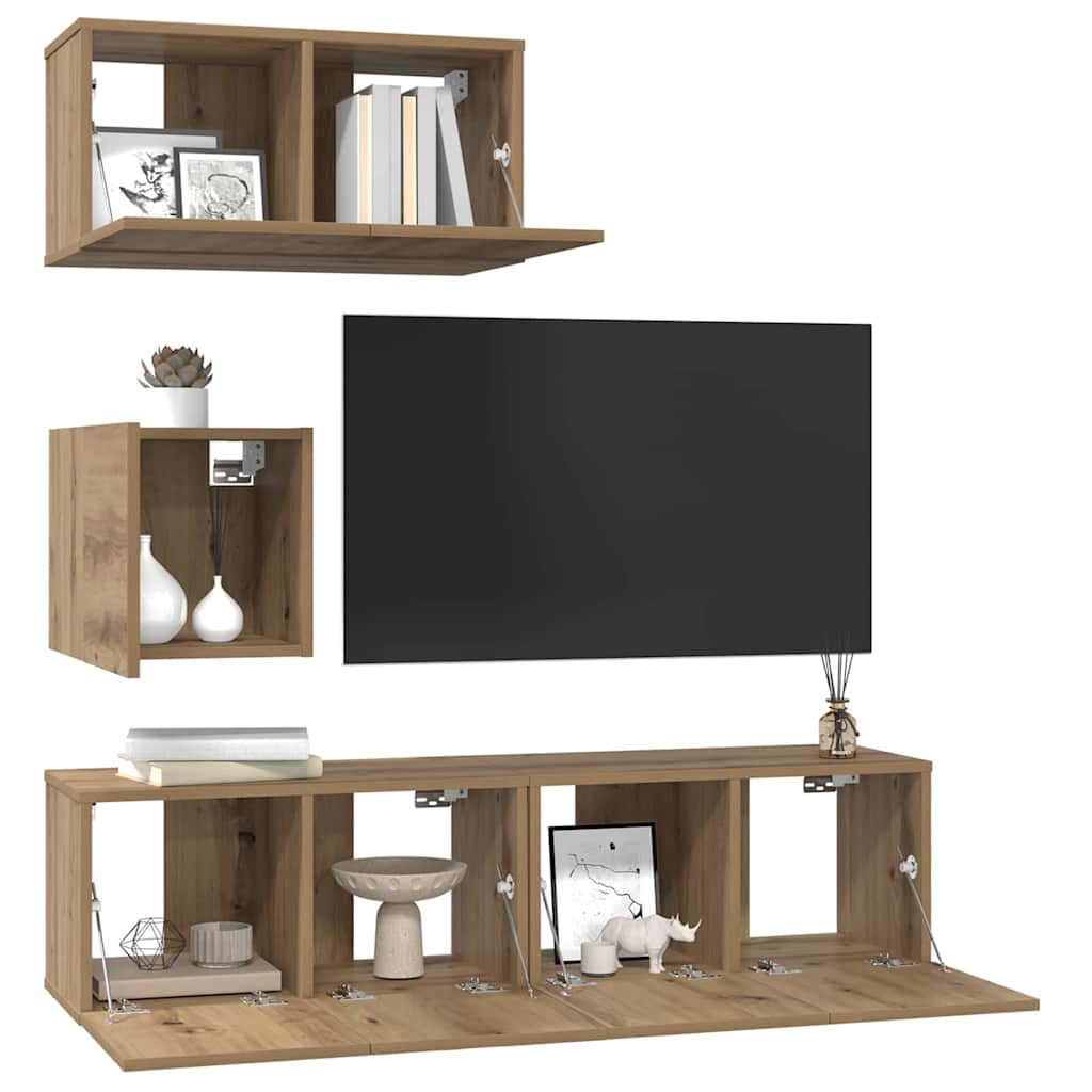 TV szekrény garnitúra 4 db Artisan tölgy Szerelt Fa