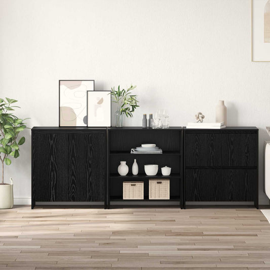 Széf fiókkal 3 pcs Fekete tölgy 70 x 41 x 75 cm Faanyag