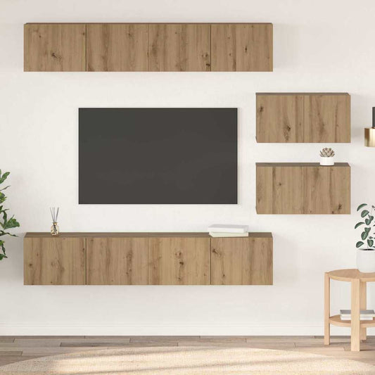 TV szekrény garnitúra 6 pcs Artisan tölgy Faanyag