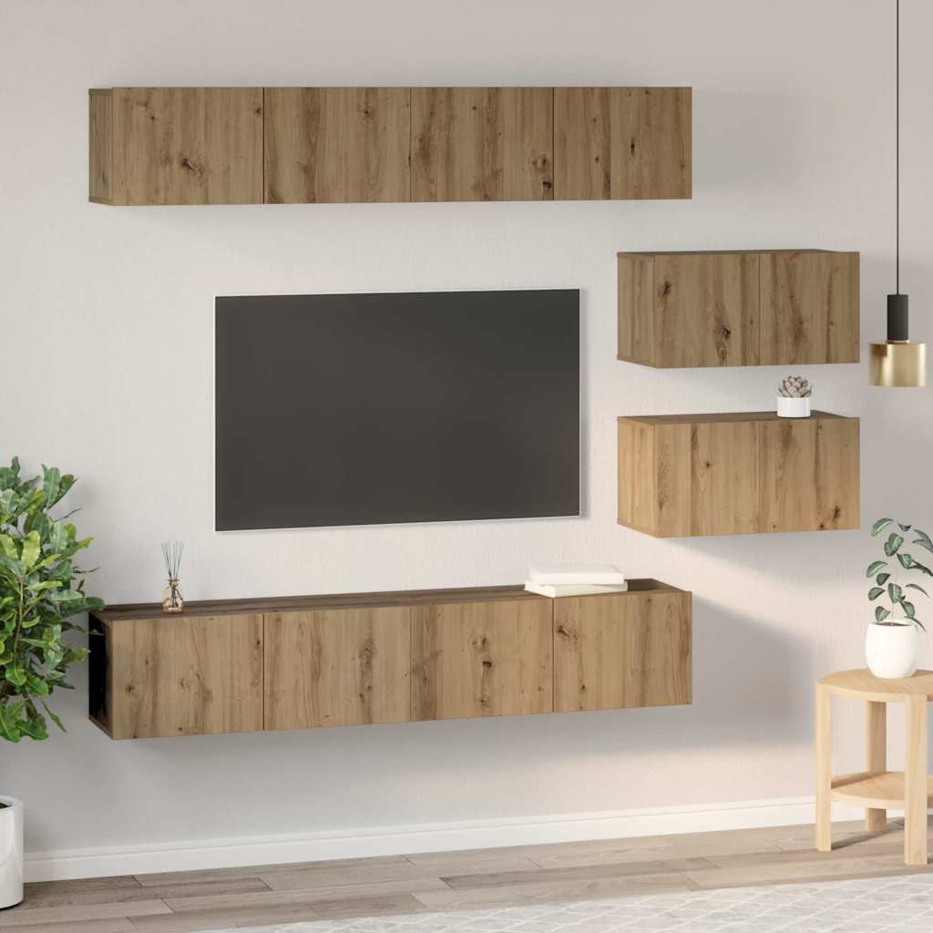 TV szekrény garnitúra 6 pcs Artisan tölgy Faanyag