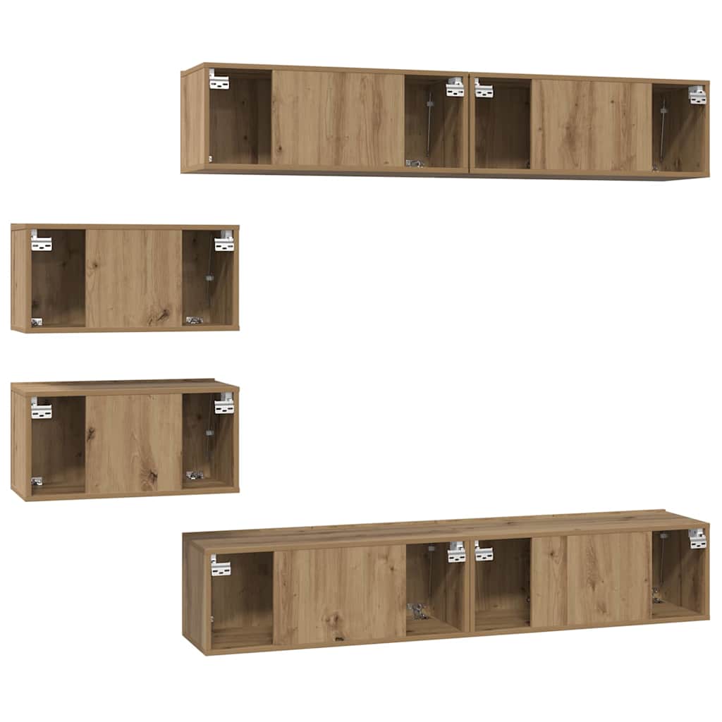 TV szekrény garnitúra 6 pcs Artisan tölgy Faanyag