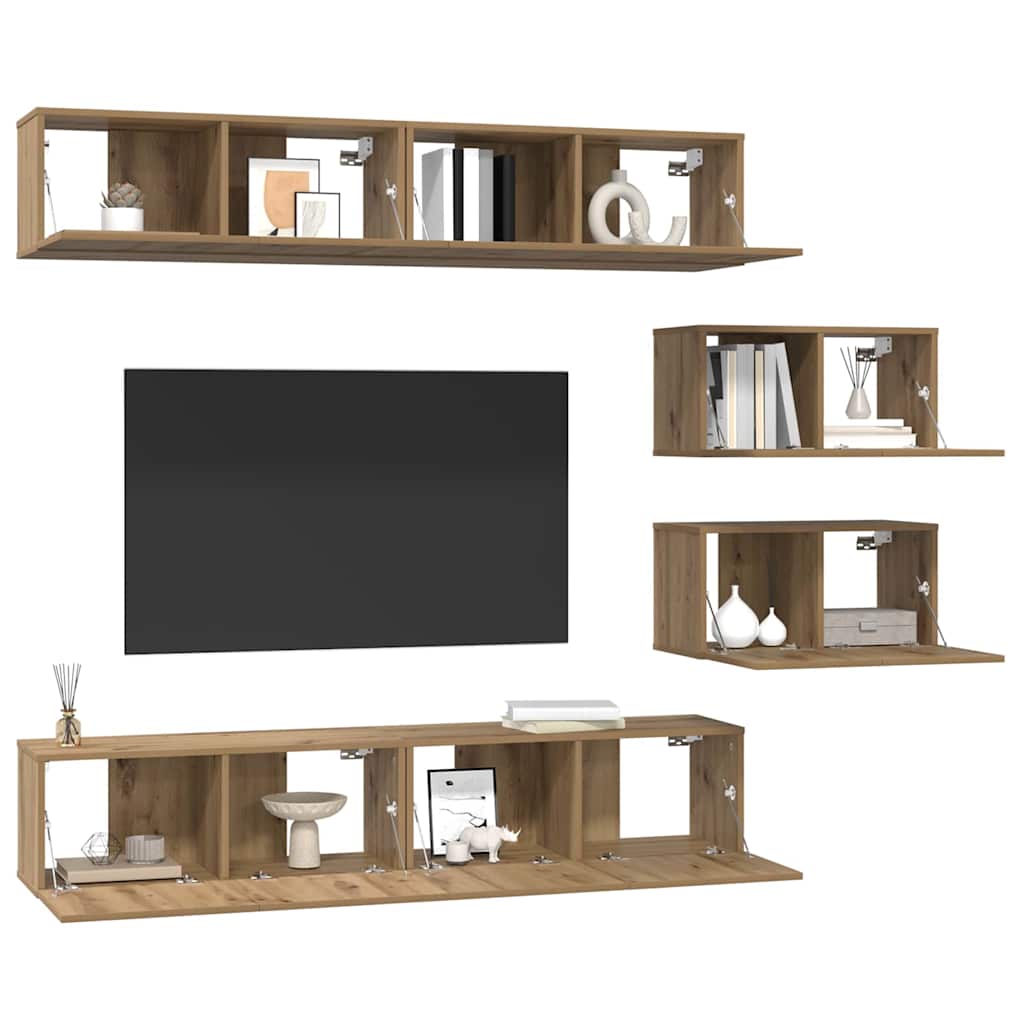 TV szekrény garnitúra 6 pcs Artisan tölgy Faanyag