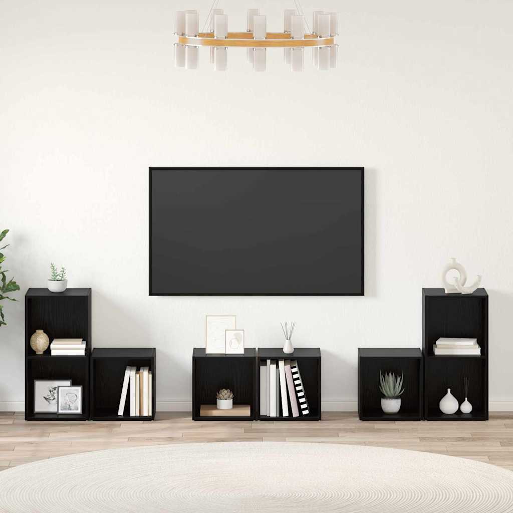 TV szekrény garnitúra 6 db Fekete tölgy Szerelt Fa