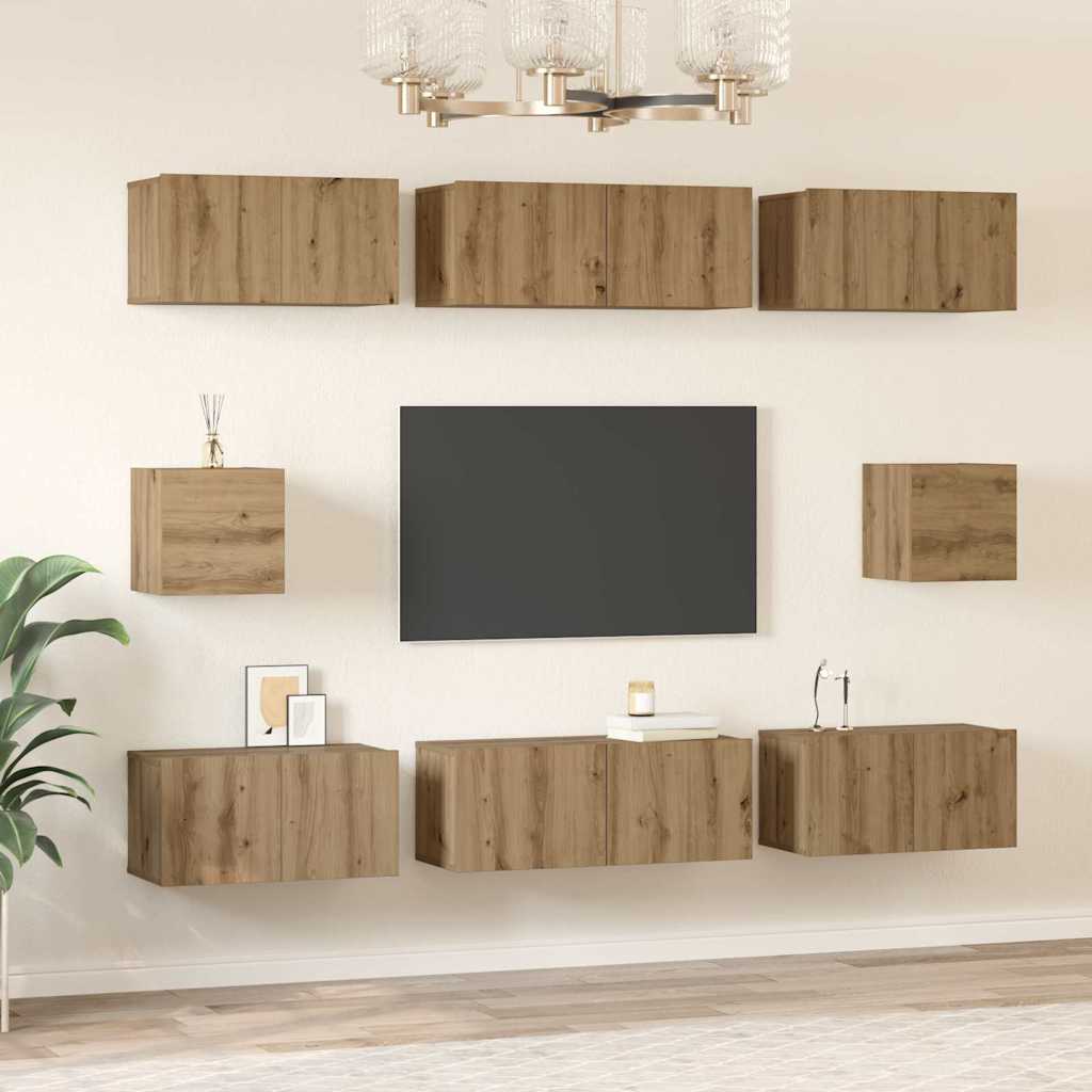 TV szekrény garnitúra 8 pcs Artisan tölgy Faanyag