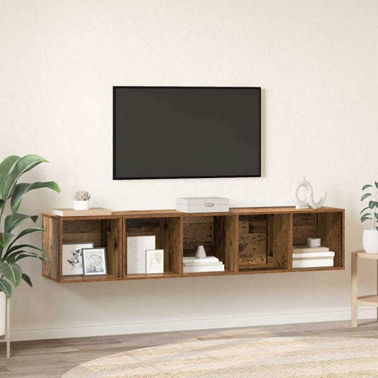 TV Szekrény Szett Falra szerelhető 2 pcs Öreg fa Faanyag