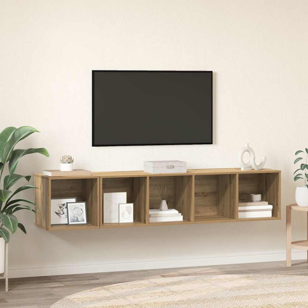 TV Szekrény Szett 2 db Artisan tölgy Szerelt Fa