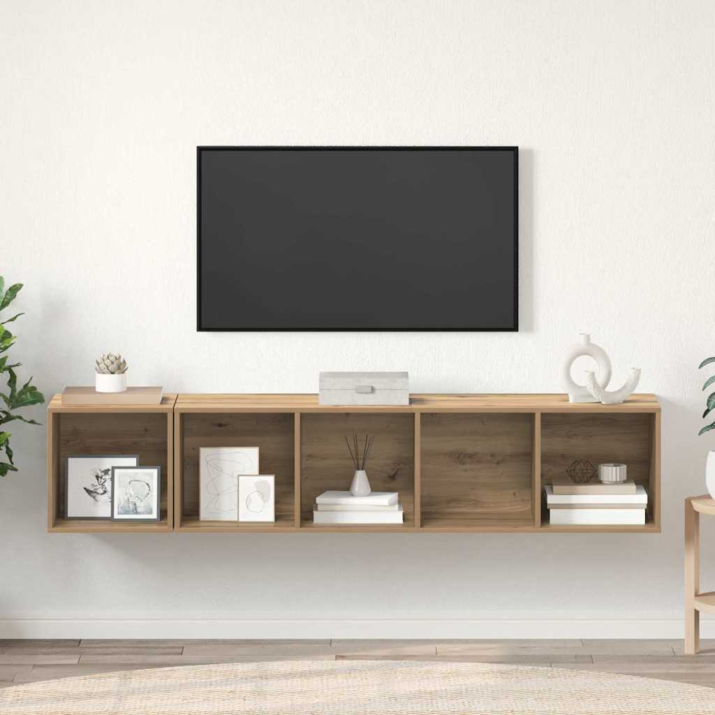 TV Szekrény Szett 2 db Artisan tölgy Szerelt Fa