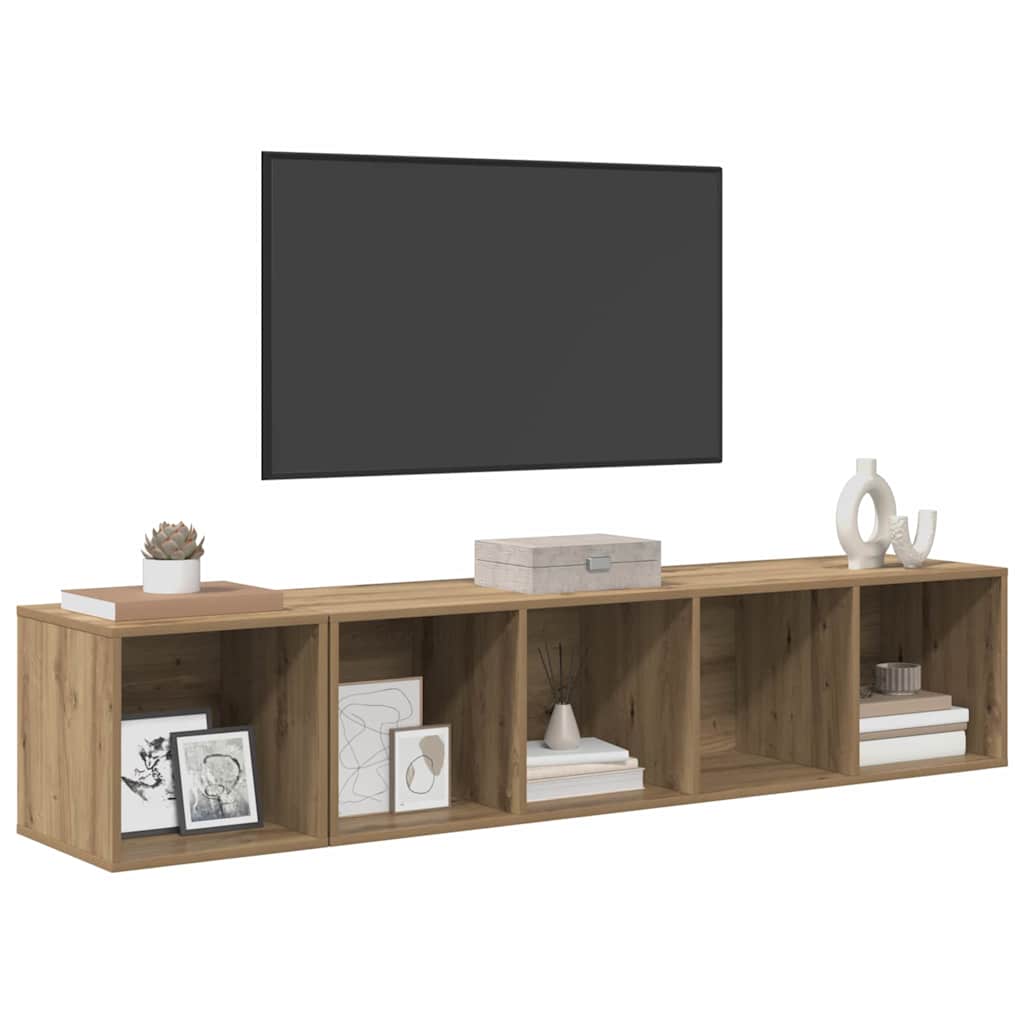 TV Szekrény Szett 2 db Artisan tölgy Szerelt Fa